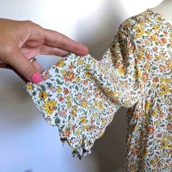 CYNTHIA Rowley Floral Oversized Calico Floral Ruffle Top L Cottagecore - Picture 5 of 11